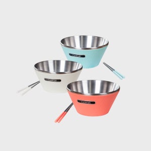 쿡셀 스텐 면기 3종 세트 라면기 냉면기 국그릇 이중면기