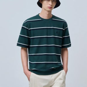 빈폴멘 스트라이프 피케 라운드넥 티셔츠 그린 BC3242O21M