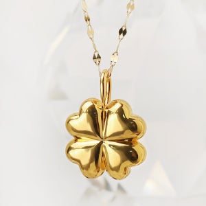 24K 순금 99.9 데일리 플라워 블리스유 행운의 클로버 금 목걸이(14K/18K 체인)