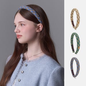 [화이트샌즈] 퍼플라벨 모던 레트로 체크 머리띠 테르니 (3 colors)