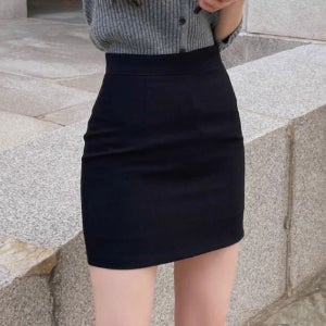 여자 정장 미니 스커트 치마 쇼트 슬림핏 하이웨스트 무지 기본 스판 속바지포함 결혼식