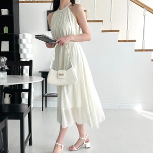 리얼제이드 홀터넥 쉬폰 원피스 여름 롱원피스