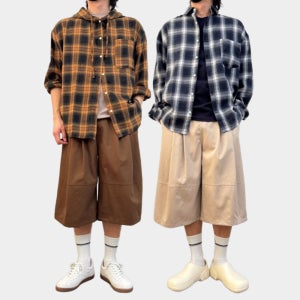 남자 체크남방 오버핏 타탄체크 셔츠 빅사이즈 후드남방