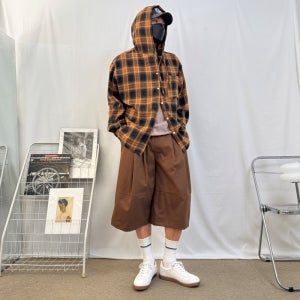 체크 후드남방 남자 오버핏 타탄체크 후드 셔츠 빅사이즈