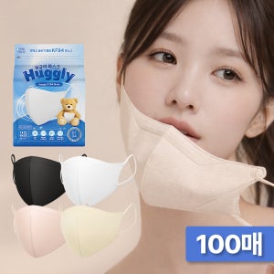허글리 슬림핏 KF94 새부리형 컬러마스크 대형 100매 화이트