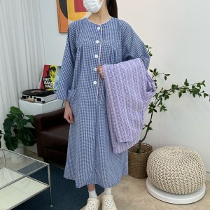 산후조리원복 수유원피스 여름 지지미 리플 체크 빅사이즈잠옷 만삭임산부원피스 수유복 임부복