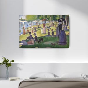 [유화 질감 붓터치] 조르주 쇠라 그랑드 자트섬에서의 일요일 명화 그림 액자 40x27cm