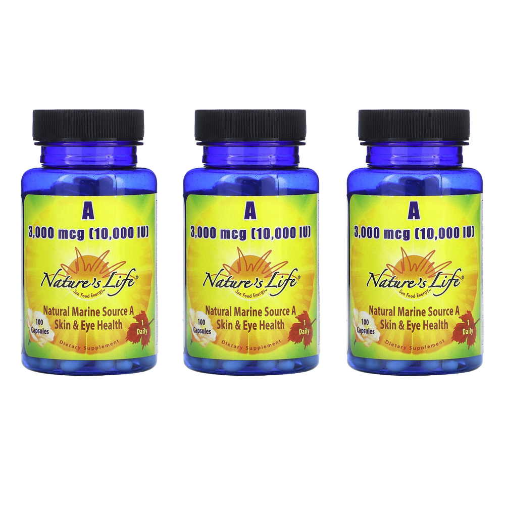 <b>네이처스 라이프 비타민A</b> 3000mcg (10000IU) 100캡슐 (3개세트)
