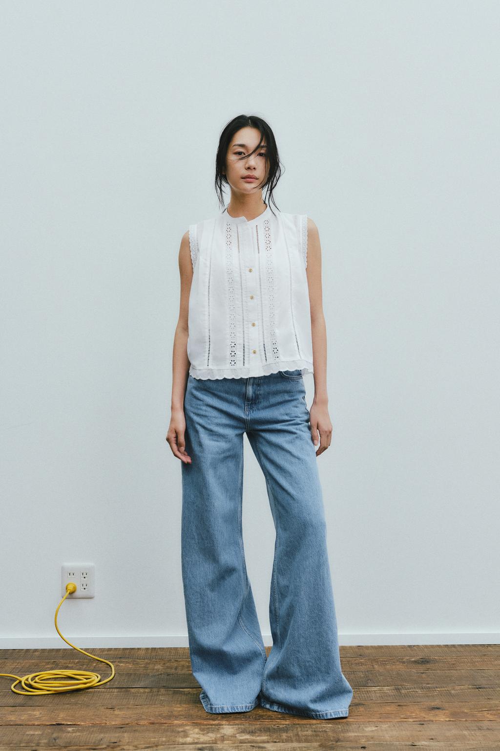 ZARA 자라 슬리브리스 로맨틱 레이스 탑 4387039 4387/039