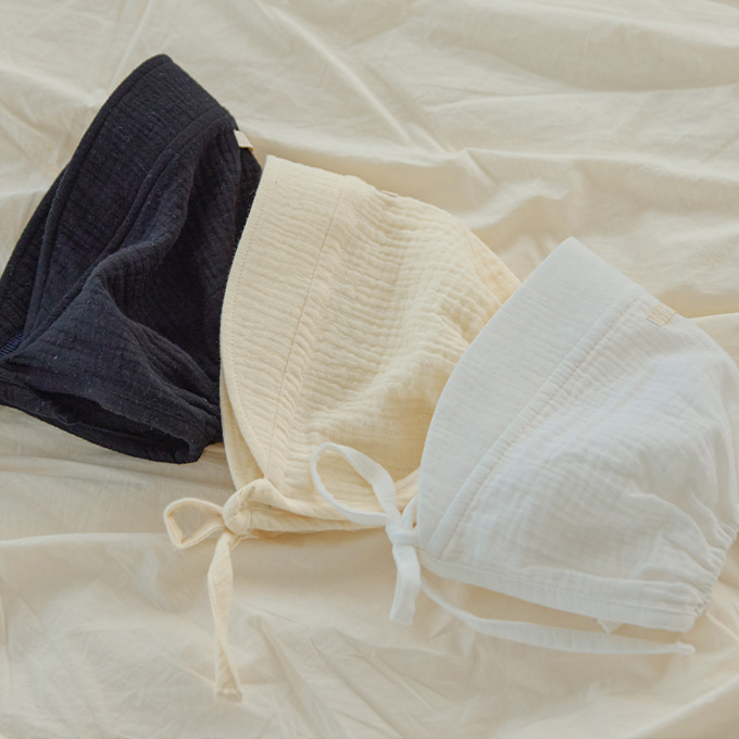 아기 여름 모자 보넷 면 베이직 아이템 코디 블랙 화이트 크림