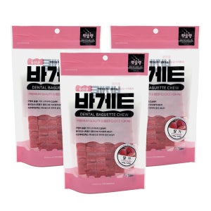 [유통기한임박특가26.10] 코코브라운 강아지 덴탈껌 유산균 바게트츄 치아관리 3종 딸기, 120g, 3개