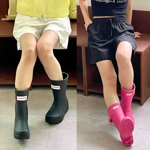 헌터 오리지날 숏 레인부츠 여성 장화 블랙 핑크