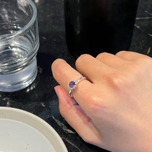 수첸스 펠릭스 자수정 오픈 반지 실버 925 천연 자수정