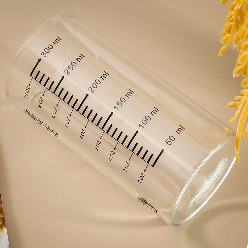 눈금 내열유리컵 홈카페 아이스커피잔 350ml 블랙 드링크자 냉커피잔