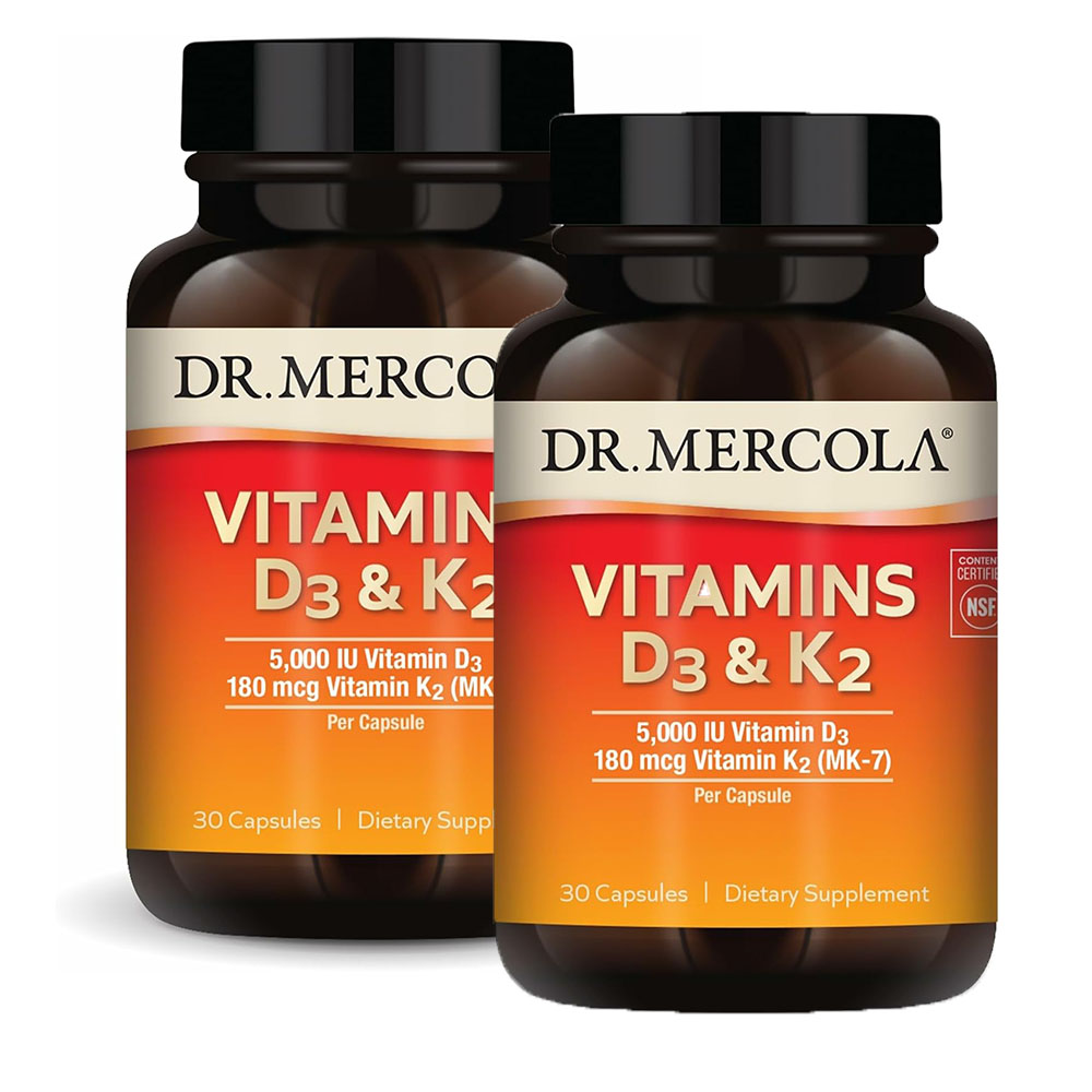 <b>Dr. Mercola</b> 비타민D3 5,000IU 비타민K2 뼈 <b>심혈관</b> 지원 30캡슐(2개)