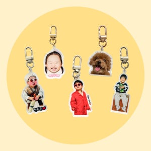 커스텀 아크릴 키링 주문 제작 사진 아기 고양이 강아지 자유형 굿즈 열쇠고리