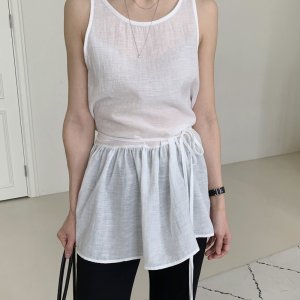 페이브 허리리본끈 셔링 레이어드 나시원피스 2color 뷔스티에 휴양지 하객룩 fave