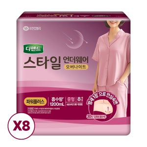[도착보장] 디펜드스타일 언더웨어 오버나이트 요실금팬티 중형, 8개입, 8팩