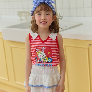 세라 카라 스트라이프 나시티 (M) 여아 아동 유아 민소매 티셔츠