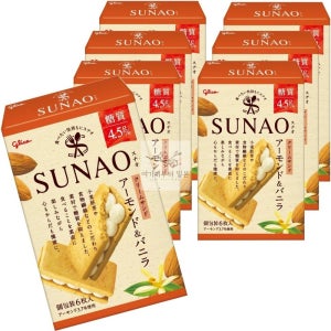 일본 글리코 스나오 저당질 저탄수화물 크림 샌드 아몬드&바닐라 쿠키 7개입 일본과자 비스킷