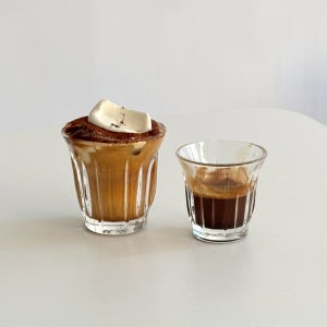 홈카페 라인 강화유리 물컵 크림라떼잔 XS