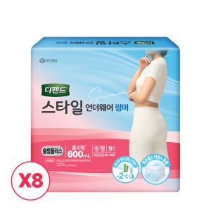 디펜드 스타일 언더웨어 썸머 슬림 플러스 대형, 8개입, 8팩