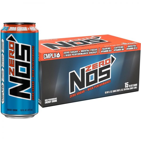 NOS <b>노스</b> 제로 슈가 하이 퍼포먼스 에너지 드링크 16 플로리시 온스, 15개 묶음