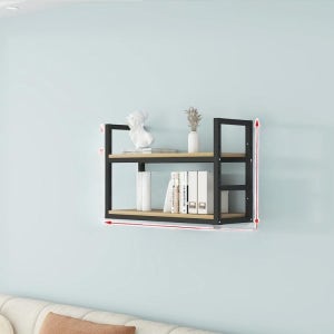 벽걸이수납선반 철제인테리어랙 거실벽장식선반 주방벽정리선반 책꽃이플랜트랙 다용도진열수납대 블랙 40cm 2단