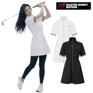 마스터바니 골프웨어 여성 골프 원피스 메쉬 패턴 플레어 집업 E1JO304