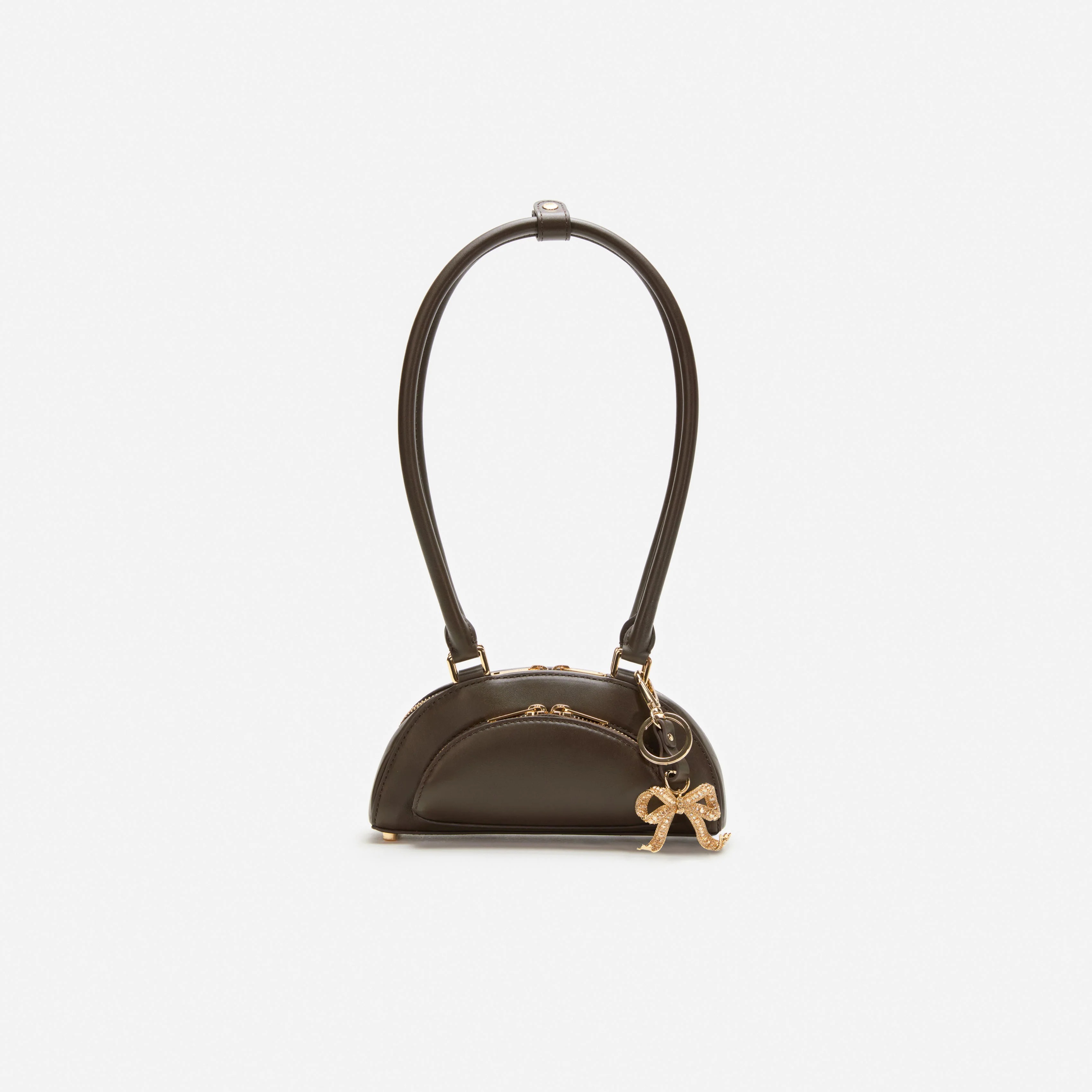 셀프포트레이트 브라운 가죽 미니 숄더백 BROWN LEATHER MINI SHOULDER BAG WITH CHARM