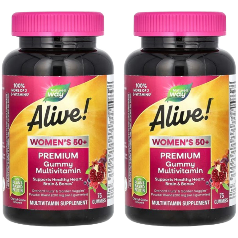 네이처스웨이 <b>얼라이브 여성 50</b>+ <b>프리미엄 구미</b> 종합비타민 75정 2개