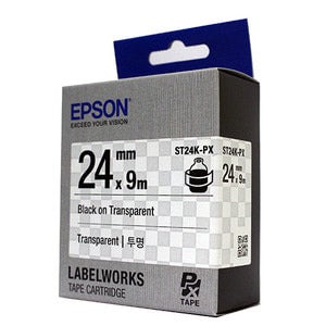 정품[엡손 EPSON] 라벨테이프/ST24K/ST24K-PX (24mm 투명바탕/검정글씨)/LW-K200BL,OK730,LW-C410,OK1000P,LW-K600,LW-K460,O