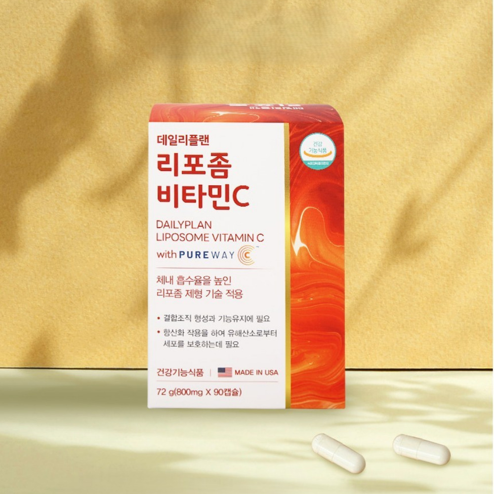 데일리플랜 리포좀 <b>비타민C</b> 효능 고용량 천연 <b>비타민</b>씨 리포솜 리포조말 90캡슐, 1개