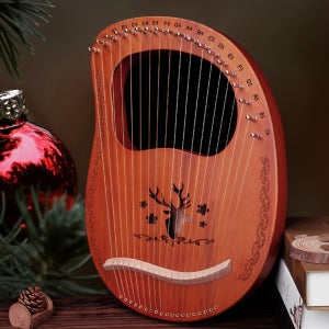 19음계 원목 미니 하프 케이스포함 마호가니 나무 리라하프 휴대용 초보자용 입문용