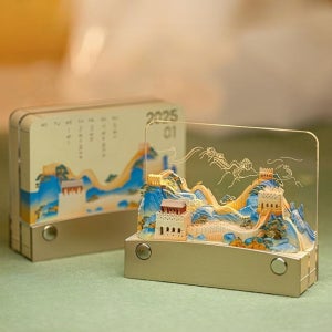 입체 만리장성 LED조명 달력 탁상달력 벽걸이달력 2025달력 미니달력 야경 장성 2025년 달력 버전 조명 메모지