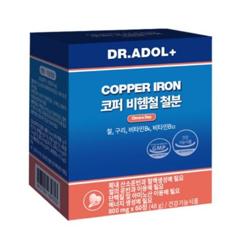 <b>닥터아돌</b> 코퍼 비헴철 <b>철분</b> 800mg x 60정 1개