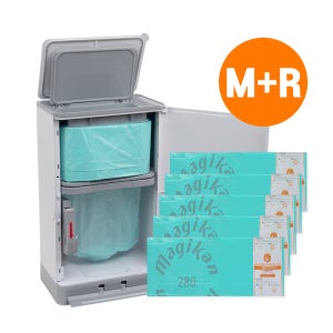 매직캔 휴지통 (히포2 오토실링 27L 페달휴지통 화이트+리필) 냄새차단 기저귀쓰레기통