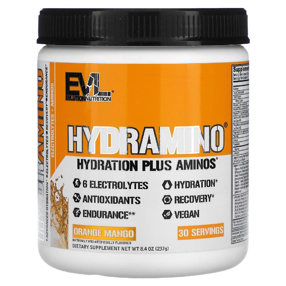 EVL 하이드라미노 HydrAmino 오렌지 망고맛 237g L<b>알라닌</b> L타우린 칼륨 함유