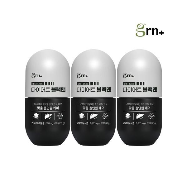 <b>GRN 간 건강</b>+체지방 분해 올인원 남성 다이어트 블랙맨 3병 3개월분 + 쇼핑백 증정