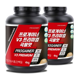 프로게이너 V3 프리미엄 탄수화물 체중근육 벌크업 게이너 단백질보충제 곡물맛, 4kg, 2개