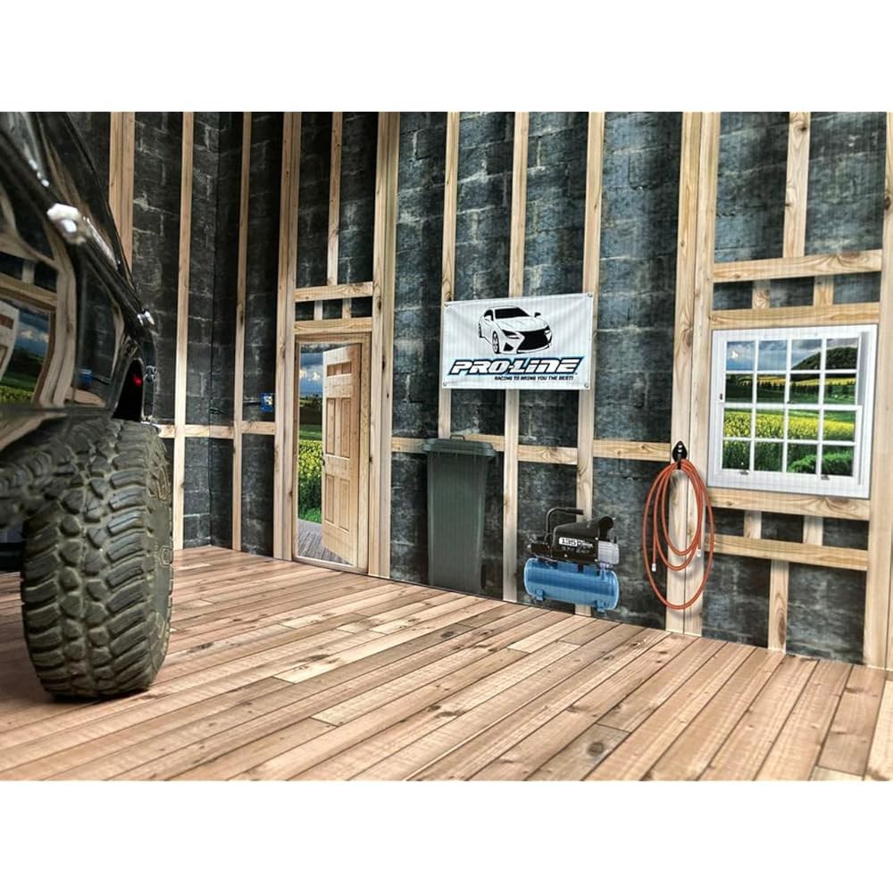 일반적인 1/10 스케일 RC 차고 벽/디오라마/백드롭 - 4pc WALL DECAL 키트 R/C 크롤러 자동차 트럭용 베어