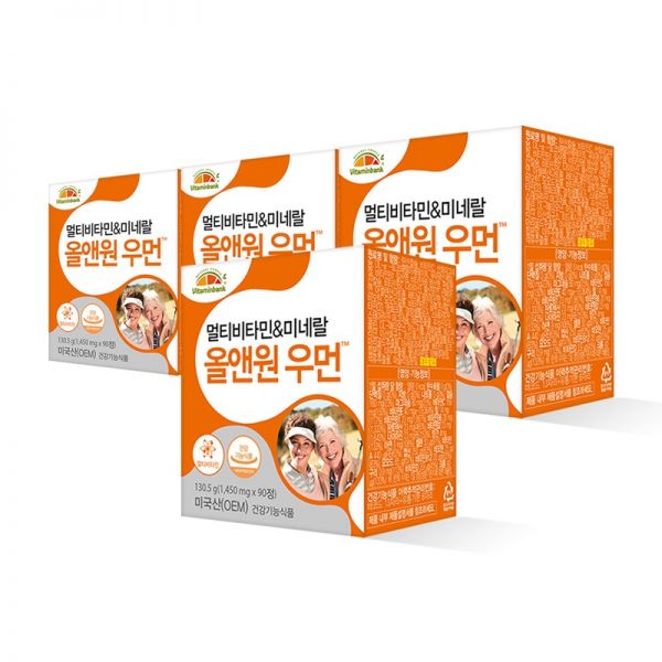 <b>비타민뱅크</b> 멀티비타민미네랄 올앤원<b>우먼</b> 90정 x4개