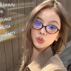 긱시크안경 뿔테 납작한 블랙 호피 레오파드 오벌형 안경 자외선 블루라이트차단 남자 여자