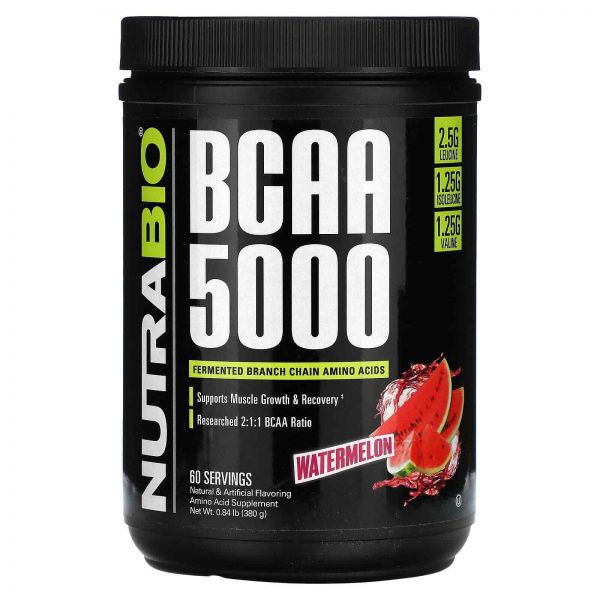 Nutrabio Labs <b>뉴트라바이오 랩</b> 2개, BCAA 5000, 수박, 0.84파운드(380g)