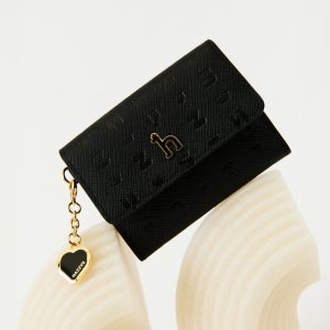 헤지스 액세서리 여성 [스테디셀러]블랙 이니셜패턴 소가죽 카드지갑 WIHO4F516BK