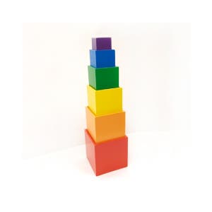 [아이스타] 발도르프교구 원목장난감 원목교구 레인보우 박스타워 6pcs