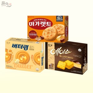 해태 버터링골드 194g + 에이스 바스크치즈 케이크맛 364 + 롯데 마가렛트 352g / 각 1개씩 과자 1세트