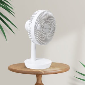 쿠잉 탁상용 무선선풍기 미니 소형 캠핑용 사무실 책상용 침대 화이트