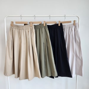 봄 여름 가을 치마바지 여성 밴딩 간절기 와이드팬츠 7부 8부 A라인