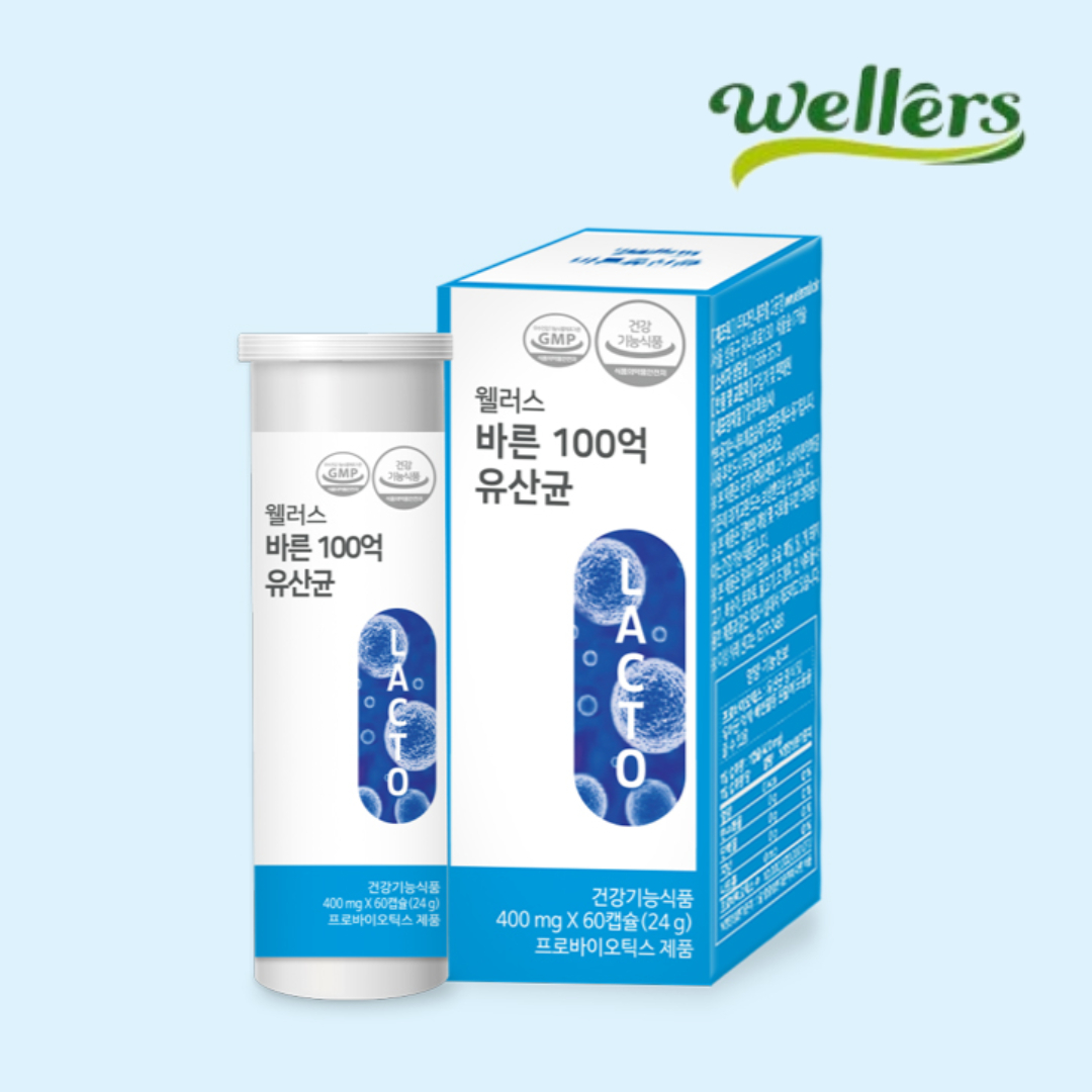 웰러스 <b>바른</b> 100억 유산균 예민한 장건강 신바이오틱스 프롤린함유 식물성캡슐 60캡슐